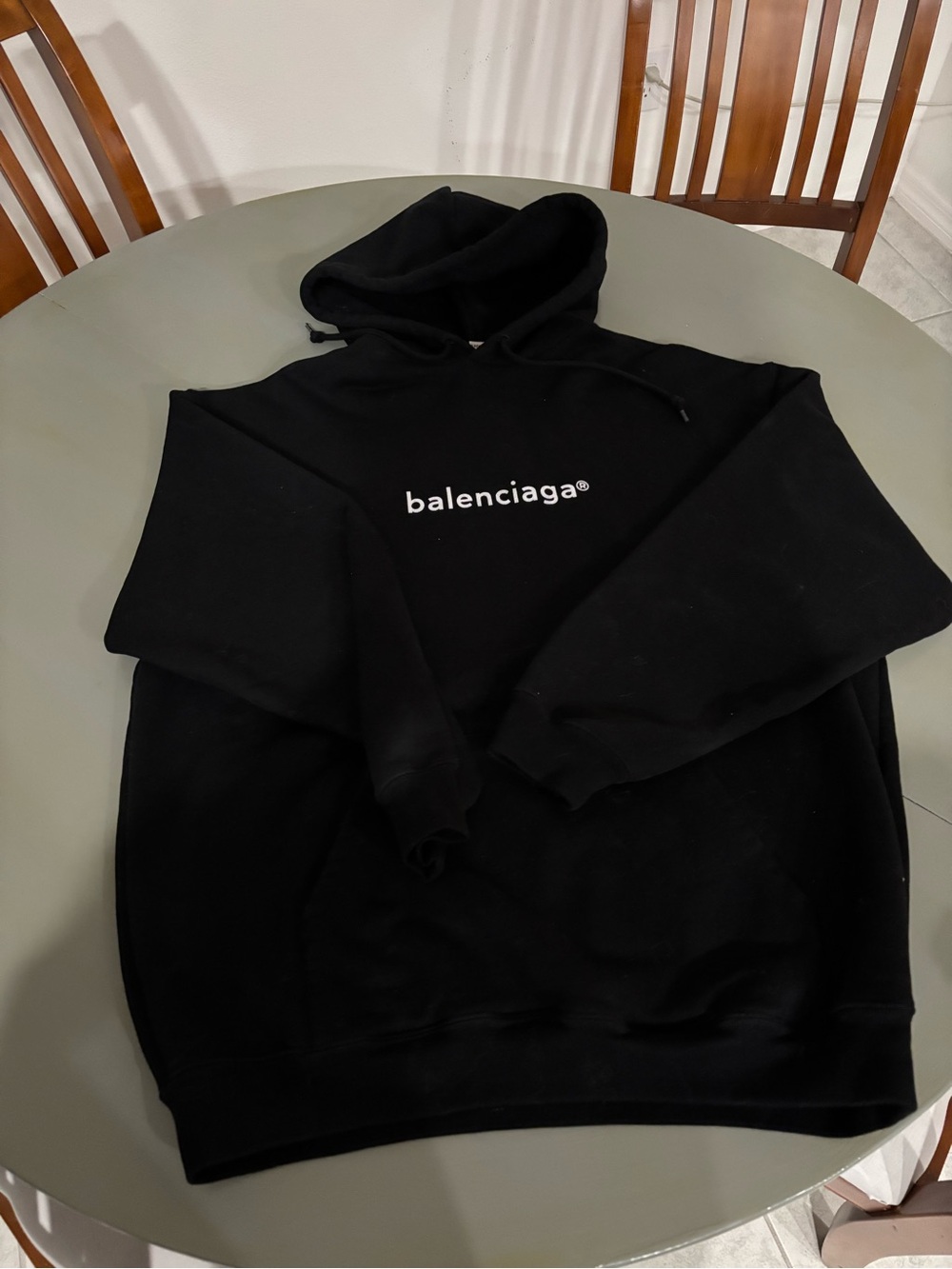 Balenciaga Black Hoodie with White Logo